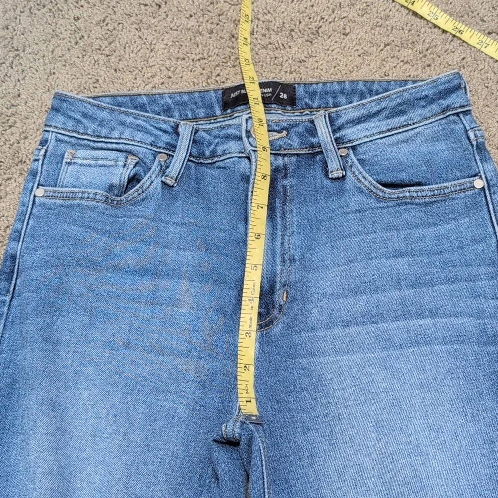 Just Black Denim Straight Leg Jeans Distressed Medium Wash Size 28